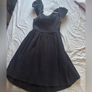 Black Mini Dress with Puff Sleeves Mi Amore
